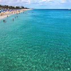 View of sea against blue sky