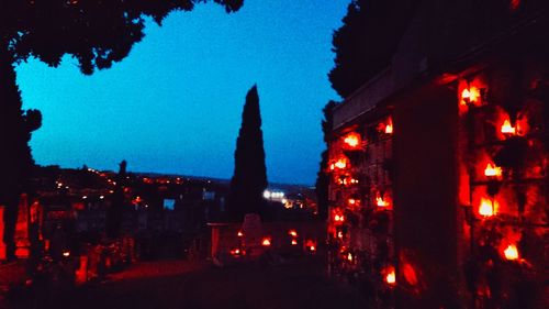 Illuminated built structure at night