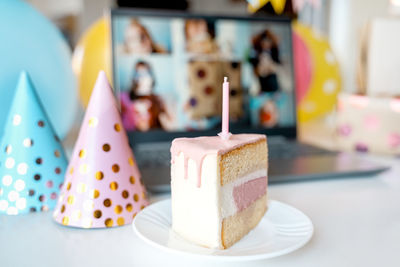 Close-up of cake on table