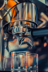 Close-up coffee machine , professional coffee brewing