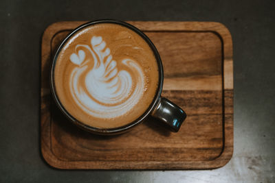 Directly above shot of cappuccino on table