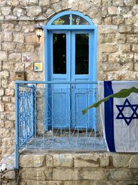 Closed door of building