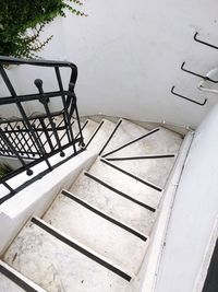 High angle view of staircase in building