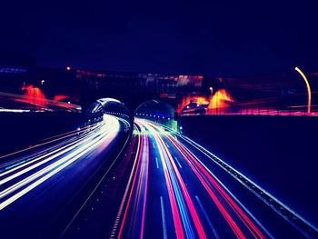 Light trails on highway at night