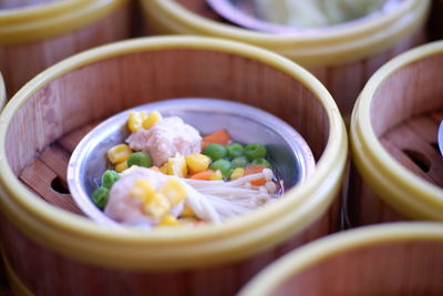 Close-up of salad in bowl on table