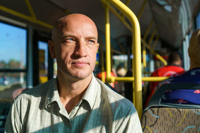 Portrait of man in car