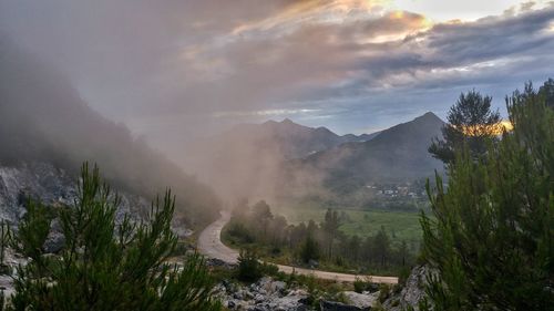 Panoramic view of mountains against sky