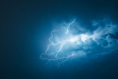 Low angle view of lightning in sky