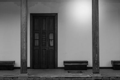 Closed door of building