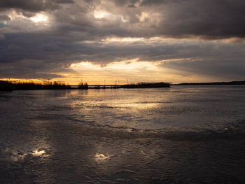 Scenic view of sea against sky during sunset