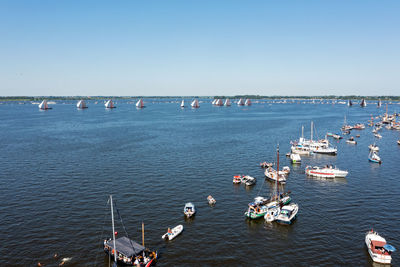 Aerial from skutsjesilen on the sneekermeer in friesland in the netherlands