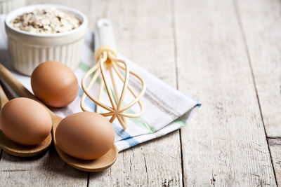 High angle view of easter eggs on table