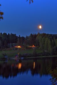 Reflection of trees in calm lake