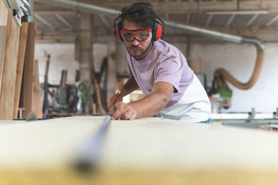 Man working on stage