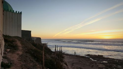 Scenic view of sea at sunset