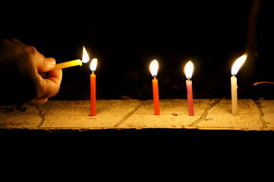 Close-up of illuminated candles