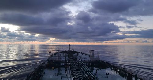 Panoramic view of sea against dramatic sky