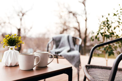 Coffee cup on table