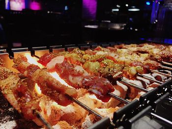 Food on display at night