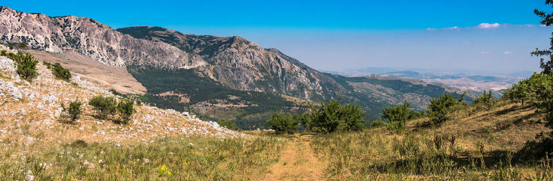 Scenic view of mountains against sky