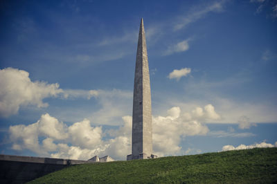 Low angle view of tower against sky