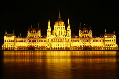 Illuminated building at night