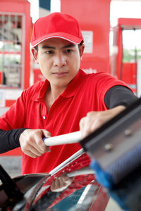 Portrait of teenage girl wearing hat
