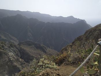 Scenic view of mountains against clear sky