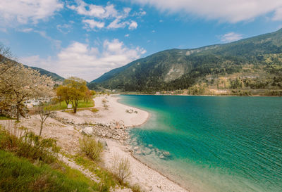 Scenic view of lake against sky