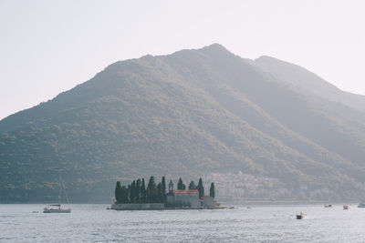 Scenic view of mountains against clear sky