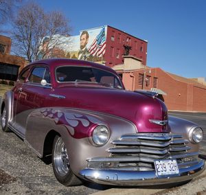 Vintage car against sky