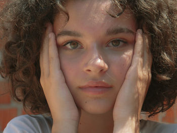 Close-up portrait of a beautiful young woman