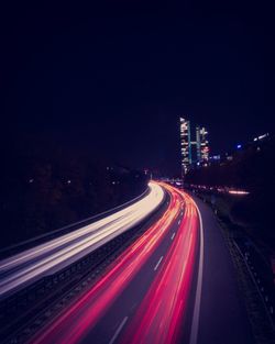 Light trails on highway at night