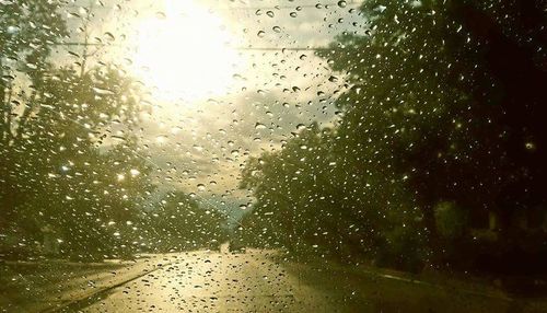 Close-up of wet window in rainy season