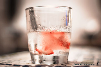 Close-up of beer in glass