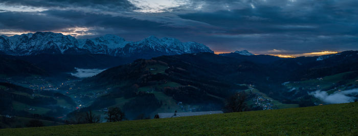 Scenic view of mountains against sky