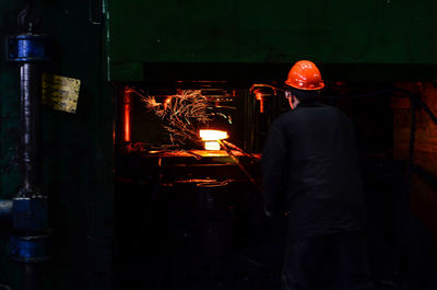 Rear view of man working