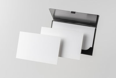High angle view of empty paper against white background