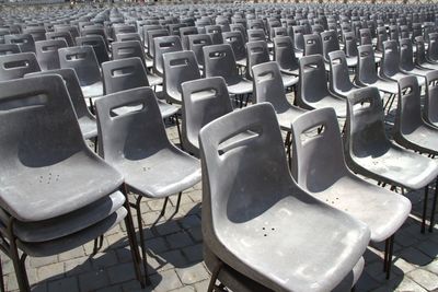 High angle view of empty chairs