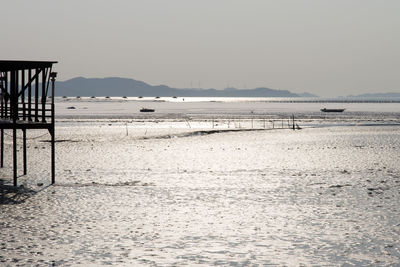 Scenic view of sea against clear sky