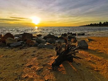 Scenic view of sea against sky during sunset