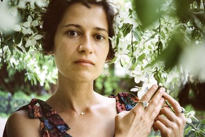 Portrait of young woman looking away