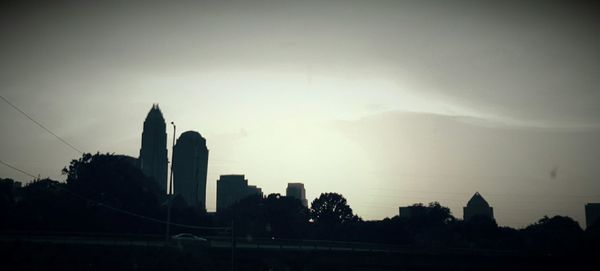 Silhouette of buildings at sunset