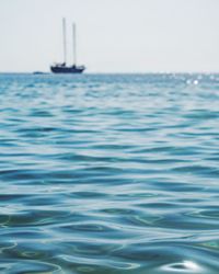 Close-up of boat sailing in sea