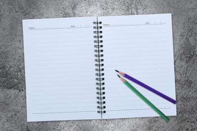 High angle view of pen on table