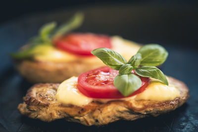 Close-up of food served in plate