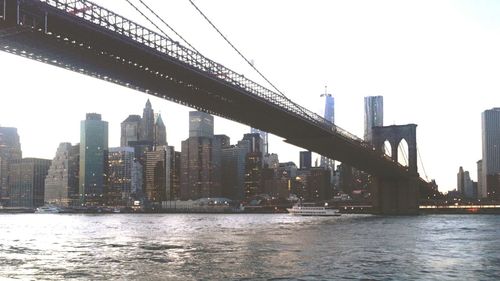 Suspension bridge over river