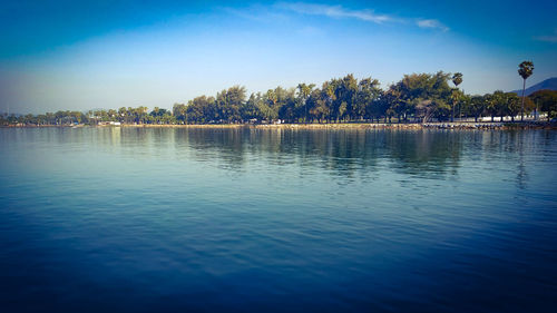 Scenic view of lake against sky