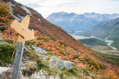 Scenic view of mountains against sky during autumn