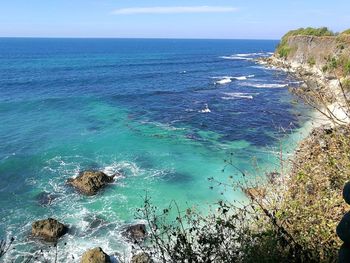 High angle view of sea against sky